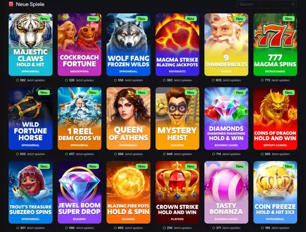 CandyBet Casino neue Slot Spiele Auswahl mit verschiedenen Spielautomaten