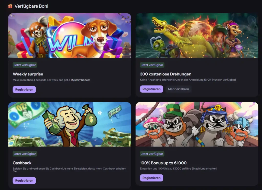 CandyBet Casino verfügbare Boni Übersicht mit Freispiele Cashback und Einzahlungsbonus